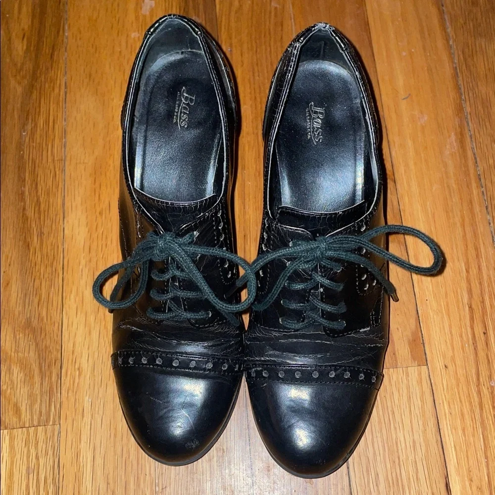 Anthropologie G.H. Bass Black Leather Lace-Up Heels.  Faith.  Size 7.5.